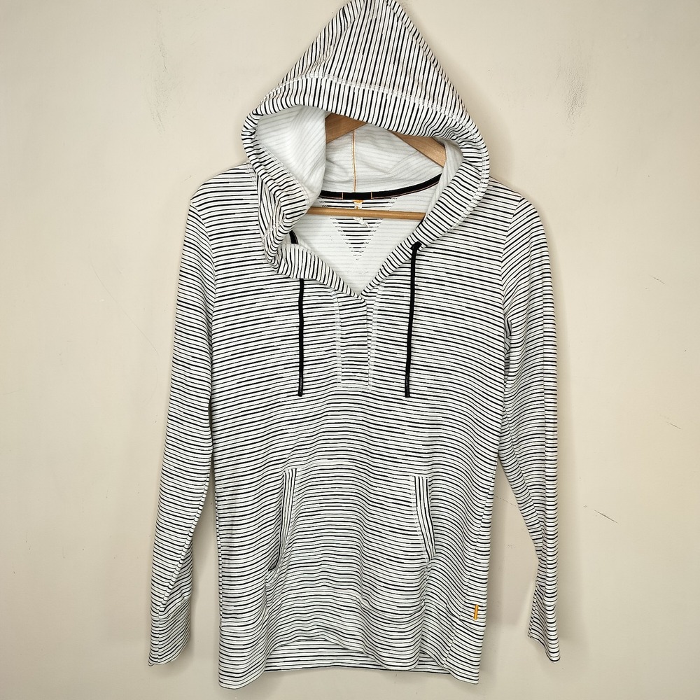 Lucy Active Striped Hoodie Small Cotton Blend Pouch Pocket - Picture 2 of 8